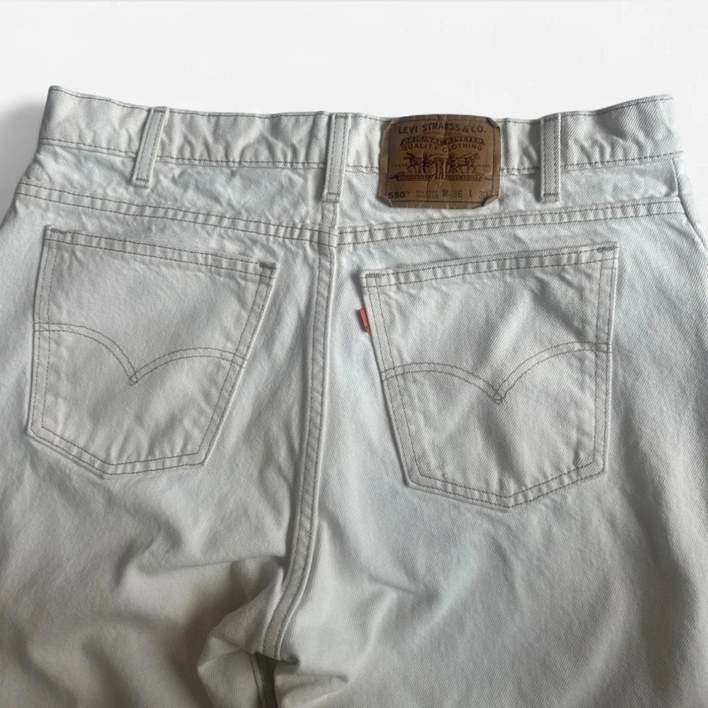 Vintage Levi's 550 Jeans Size 36x30 Orange Tab 90's USA Relaxed Fit Taper Cream